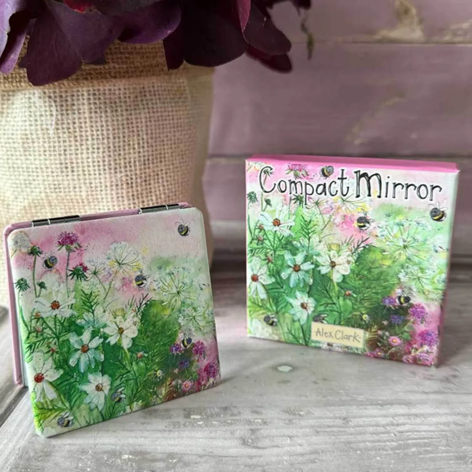 Alex Clark Vegan Leather Compact Mirror - Bees In Summer
