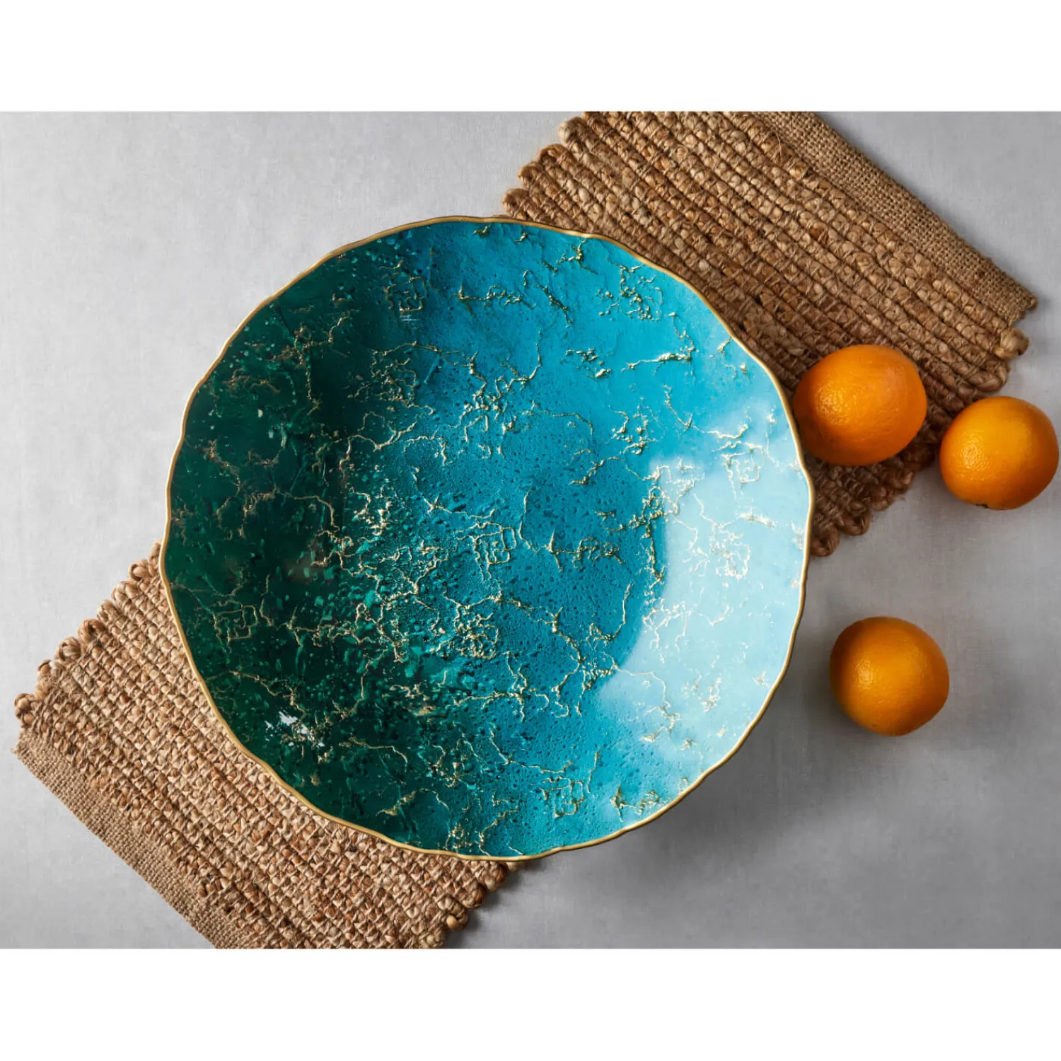 Anton Studio Designs Marbled Lagoon Glass Bowl - 39.5cm