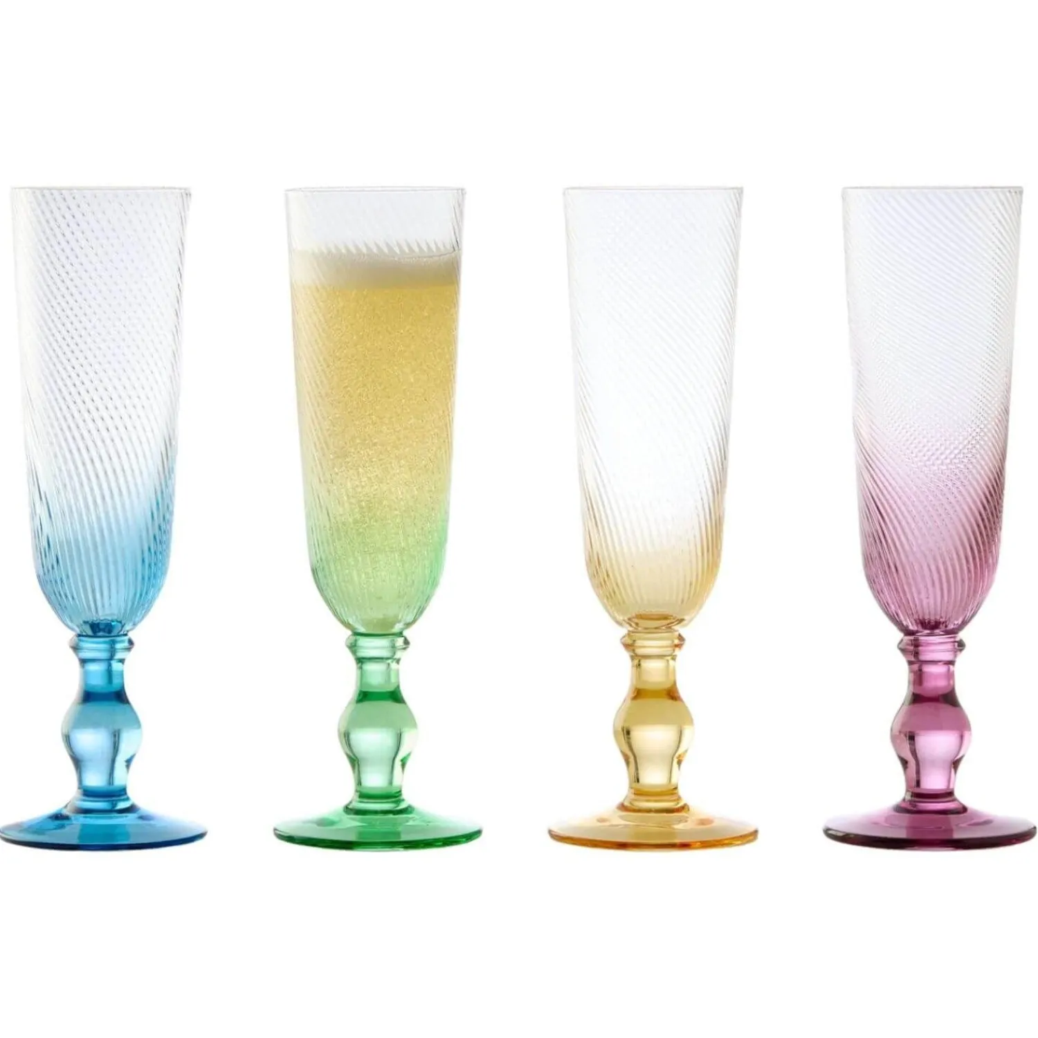 Anton Studio Designs Anton Studios Design Swirl 4 Piece Champagne Glass Set