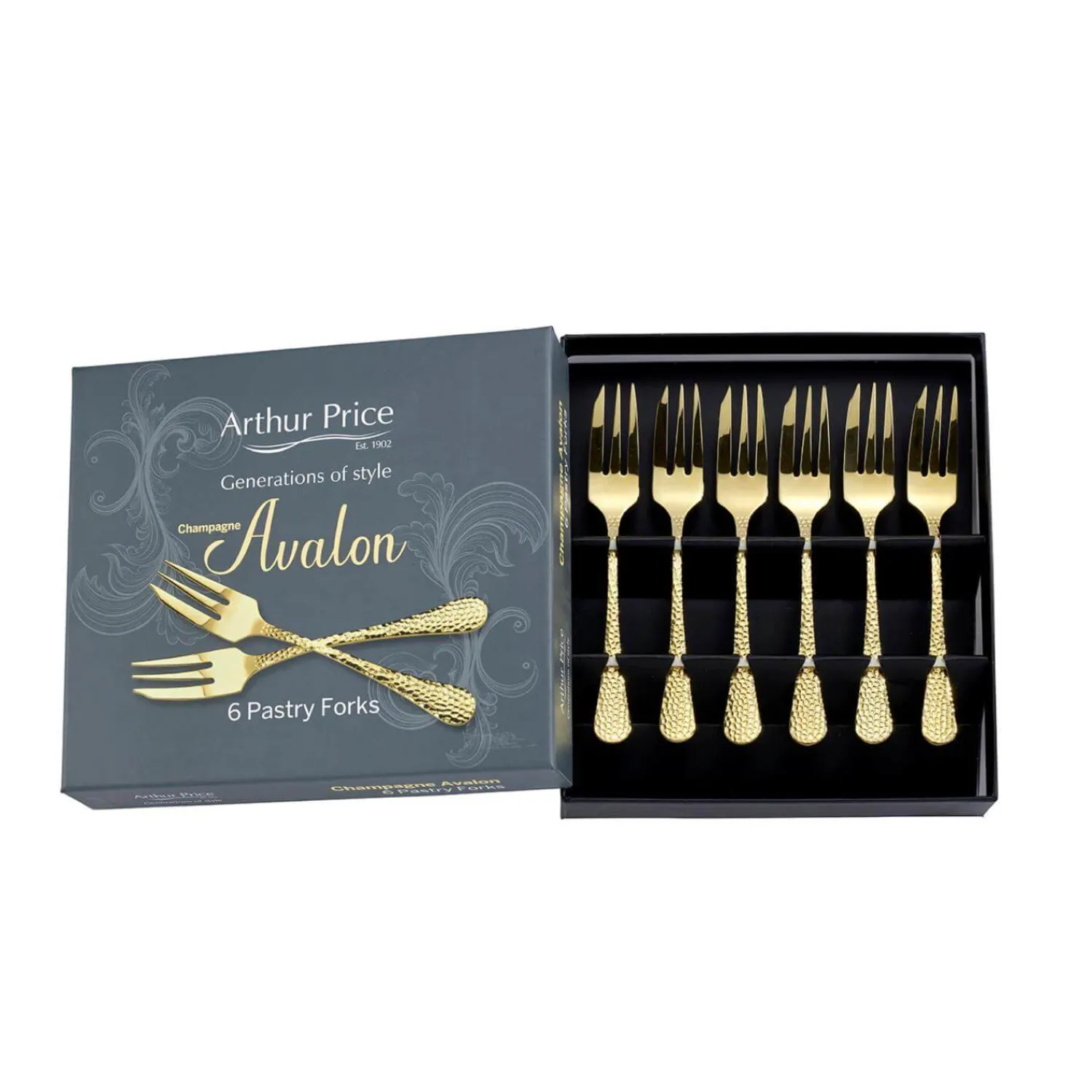 Arthur Price Champagne Avalon Stainless Steel Pastry Forks - Set of 6
