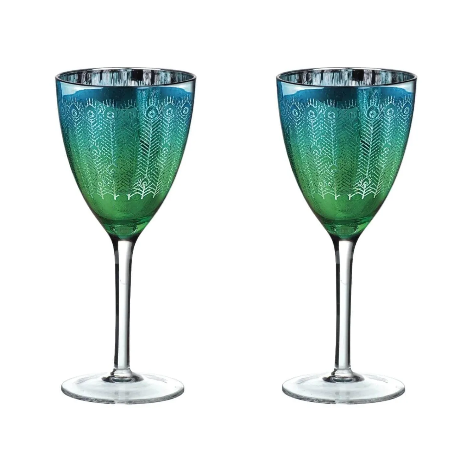 Artland Peacock 2 Piece Wine Glass Set