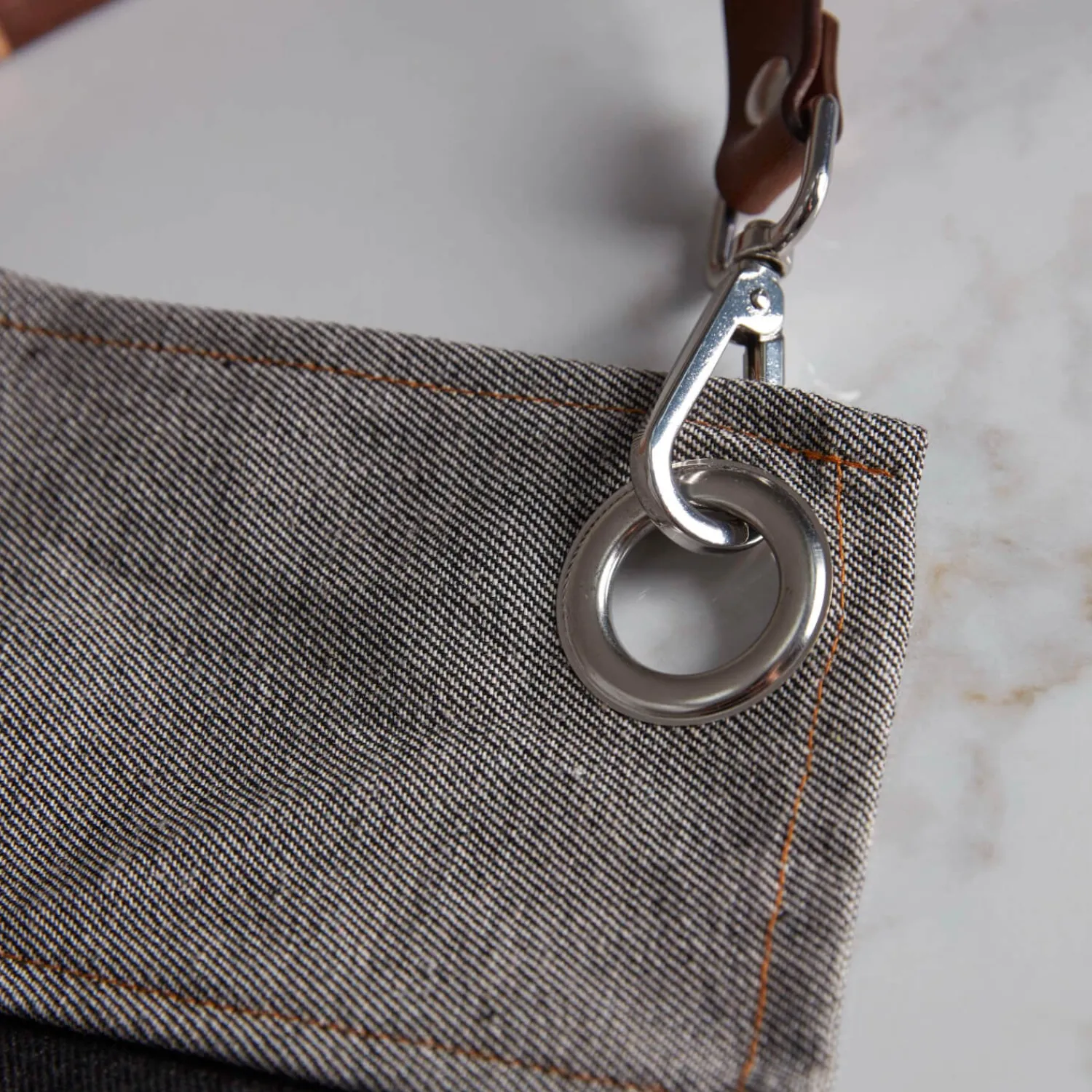 Barbary u0026 Oak Barbary & Oak Denim Apron With Leather Detail