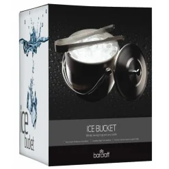 BarCraft Brushed Steel Ice Bucket With Lid & Tongs