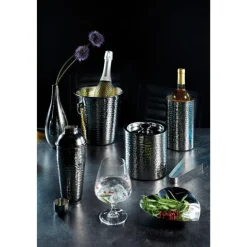 BarCraft Champagne Ice Bucket - Hammered Steel