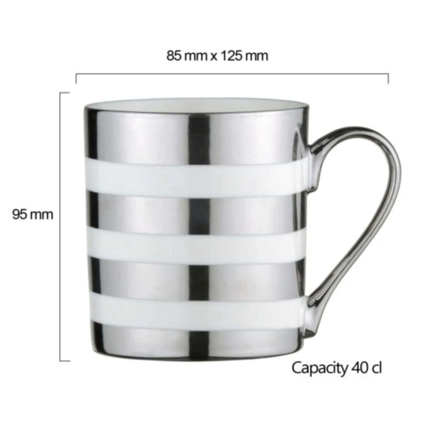 BIA International by DRH Bia International Porcelain Stripes 400ml Mug - Platinum