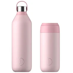 Chilly's Chilly's Series 2 1 Litre Reusable Water Bottle & 50cl Coffee Cup Set - Blush Pink