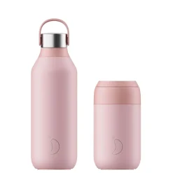 Chilly's Chilly's Series 2 500ml Hydration Reusable Water Bottle & 34cl Coffee Cup Set - Blush Pink