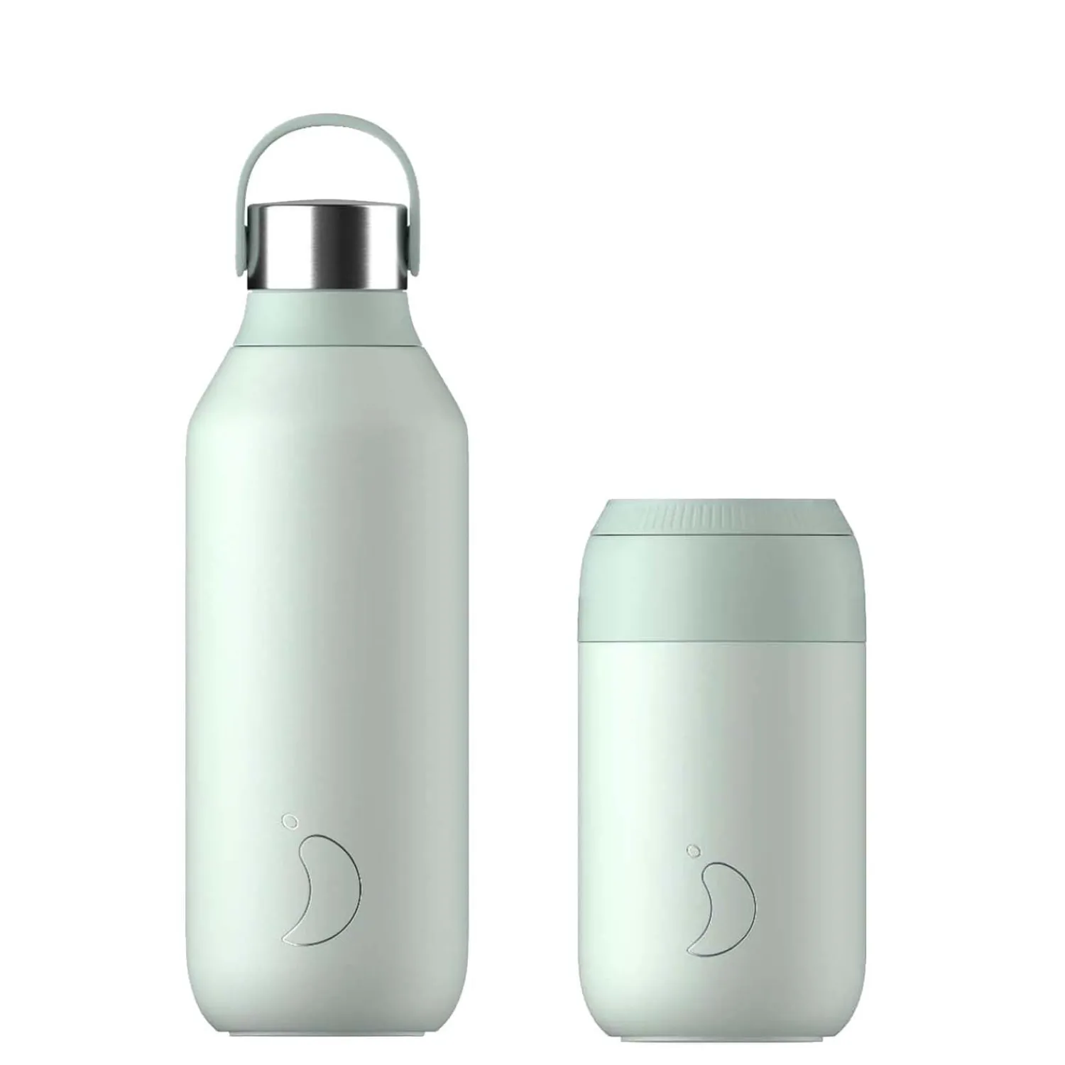 Chilly's Chilly's Series 2 500ml Hydration Reusable Water Bottle & 34cl Coffee Cup Set - Lichen Green
