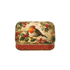 Elite Tins Christmas Small Rectangular Tin - Robin