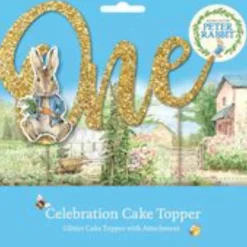 Creative Party Peter Rabbit Glitter Cake Topper Pick With Attachment - 1st Birthday 'One'