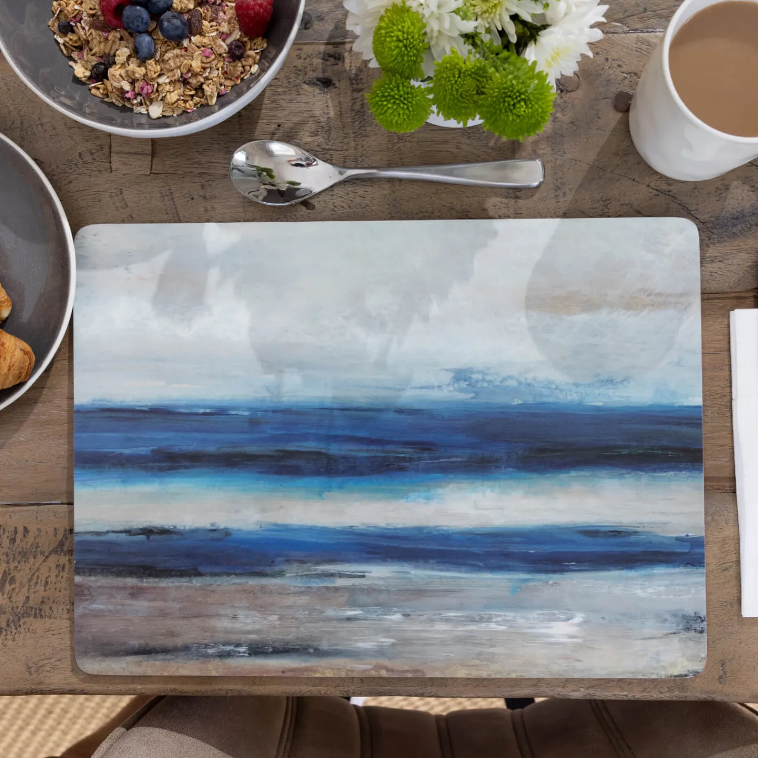 Creative Tops Set Of 4 Premium Placemats - Blue Abstract