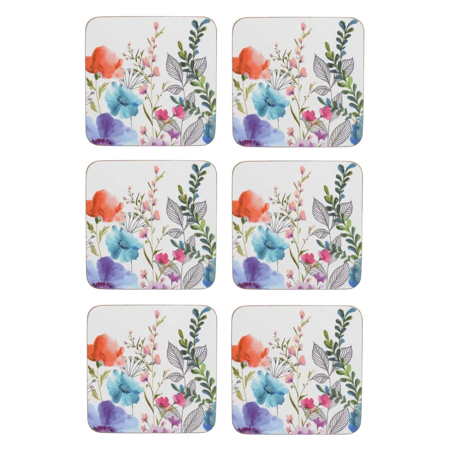 Creative Tops Set Of 6 Premium Coasters - Meadow Floral