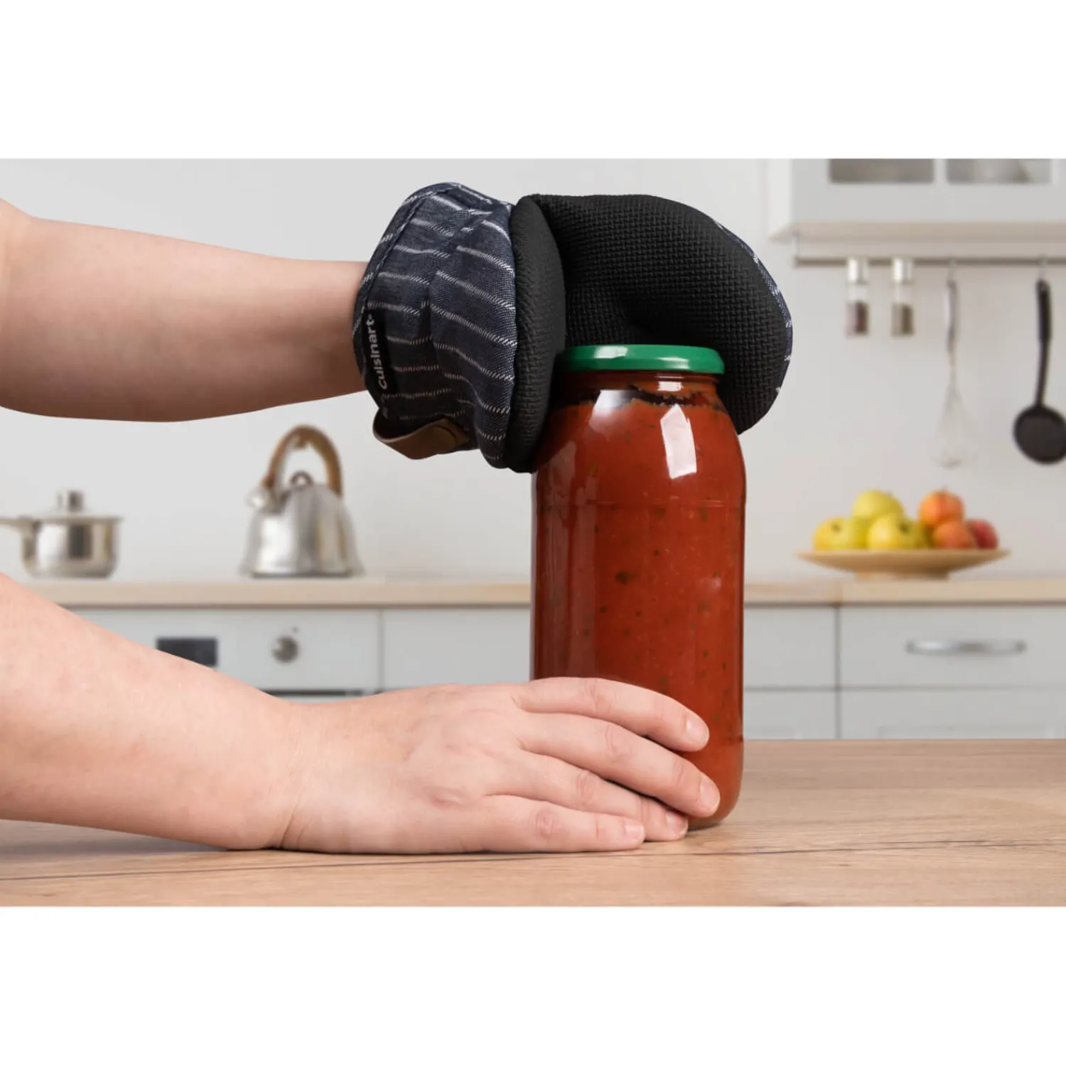 Cuisinart Neoprene Pack of 2 Mini Oven Mitts - Denim Pinstripe