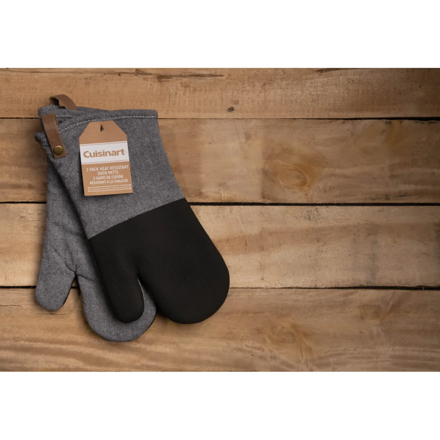 Cuisinart Neoprene Pack of 2 Oven Mitts - Herringbone Charcoal