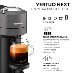 De'Longhi De'Longhi EN120.GYAE Nespresso Vertuo Next Coffee Machine + Aeroccino Milk Frother - Grey