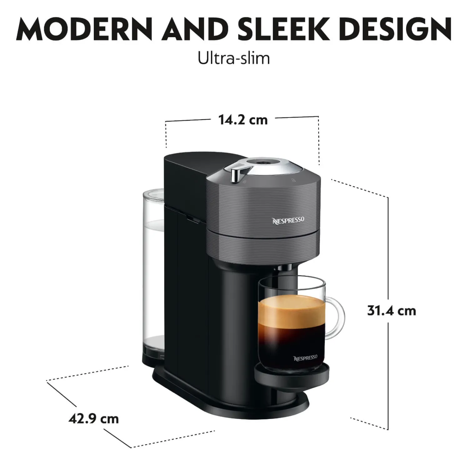 De'Longhi De'Longhi EN120.GYAE Nespresso Vertuo Next Coffee Machine + Aeroccino Milk Frother - Grey