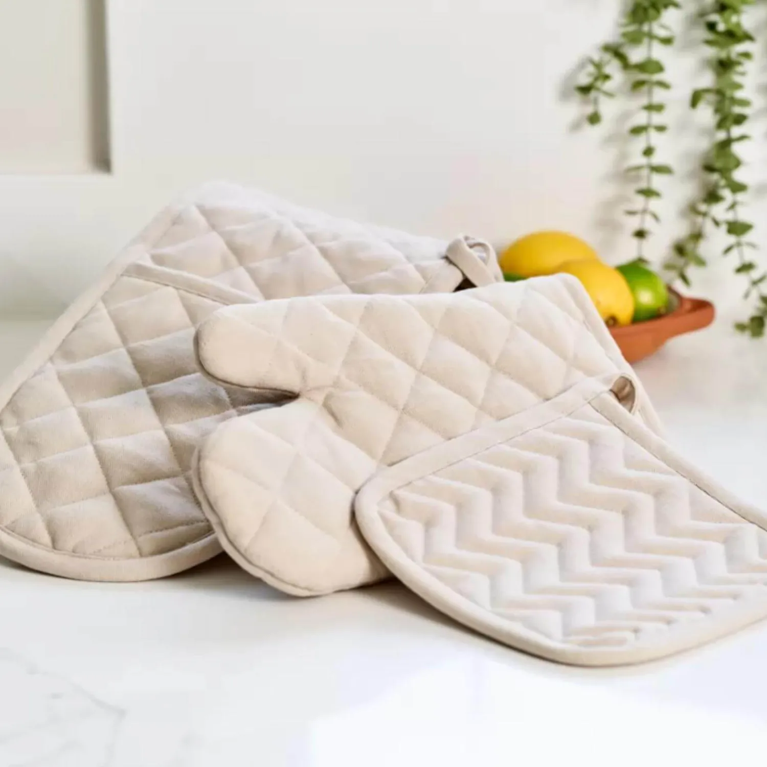 Dexam Love Colour Cotton Double Oven Gloves - Stone