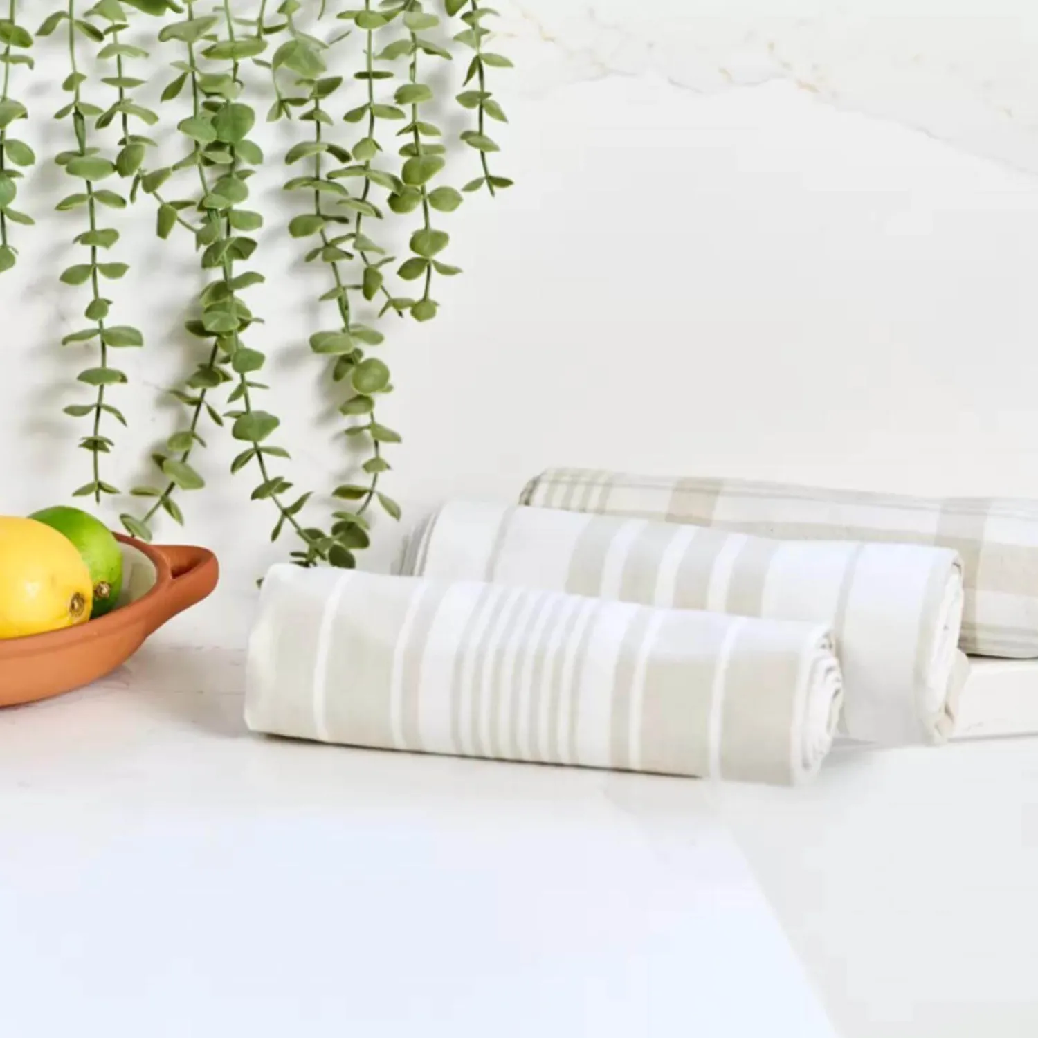 Dexam Love Colour 3-Piece Extra Large Cotton Tea Towels - Stone