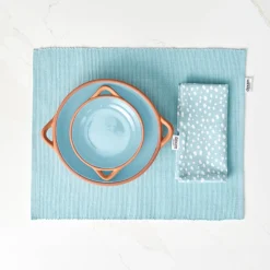 Sintra Dexam 100% Recycled Cotton Spotted Napkin & Placemat Set - Duck Egg