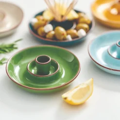 Sintra Dexam Glazed Terracotta Olive Dish - Duck Egg
