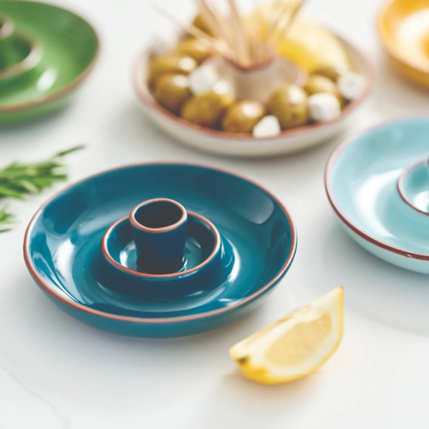 Sintra Dexam Glazed Terracotta Olive Dish - Ink Blue