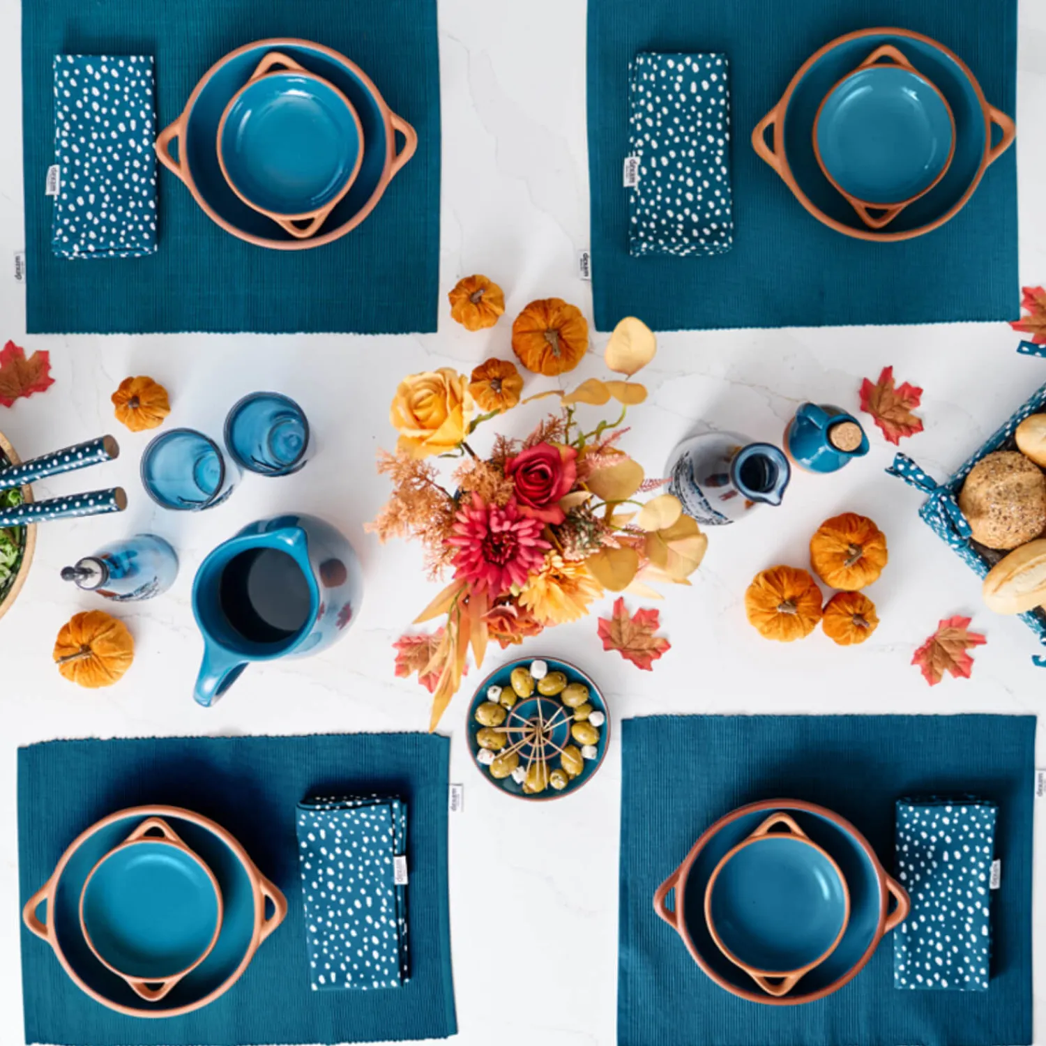 Sintra Dexam Glazed Terracotta Olive Dish - Ink Blue