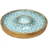Dexam Sintra Mango Wood Spotted Chip & Dip Bowl - Duck Egg