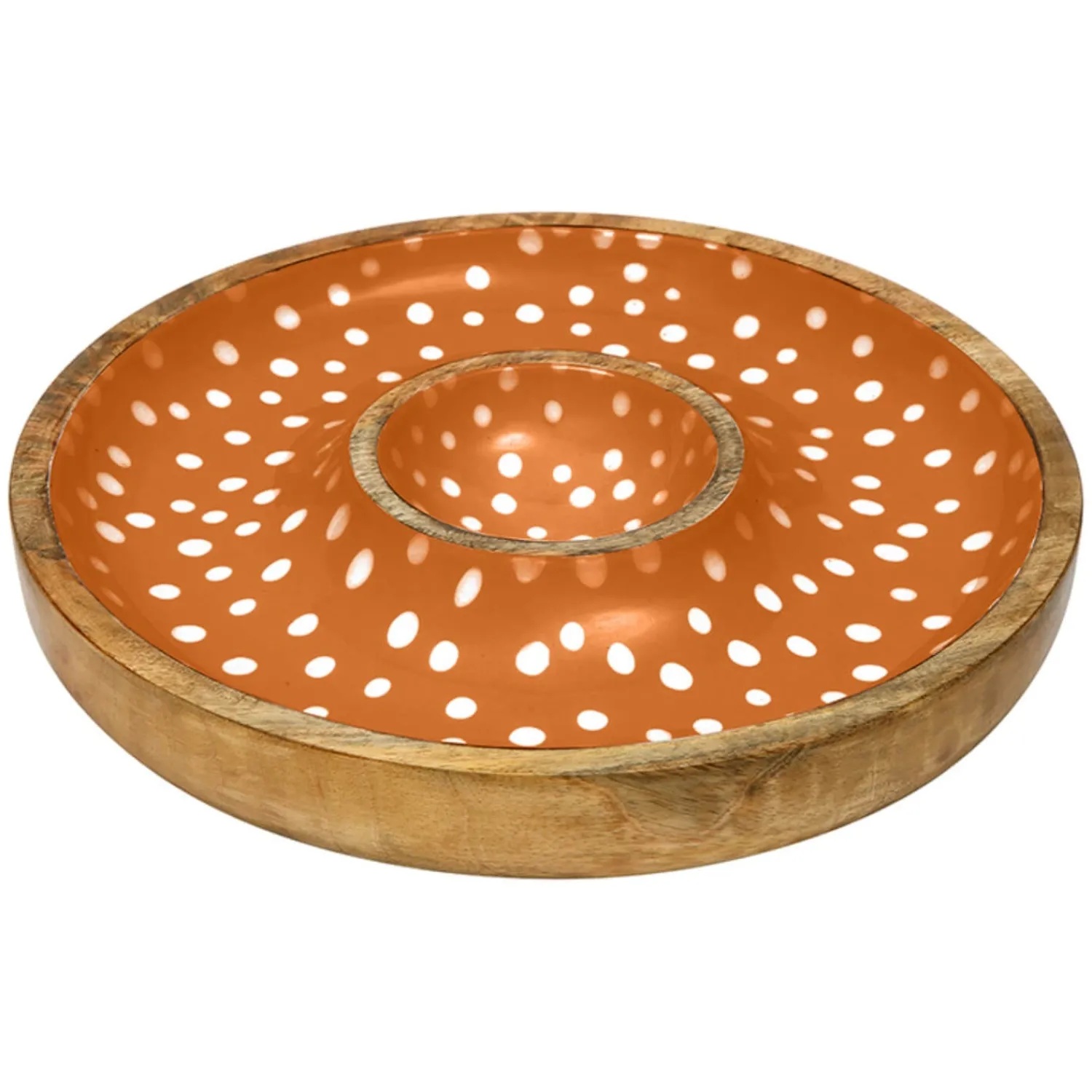 Sintra Dexam Mango Wood Spotted Chip & Dip Bowl - Ochre