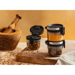 DreamFarm Orlid Stackable Glass Jar with Double Lid - Black