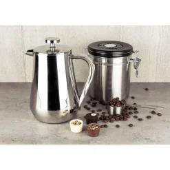 GRUNWERG Cafe Ole Double Wall Stainless Steel Cafetiere - 8 Cup