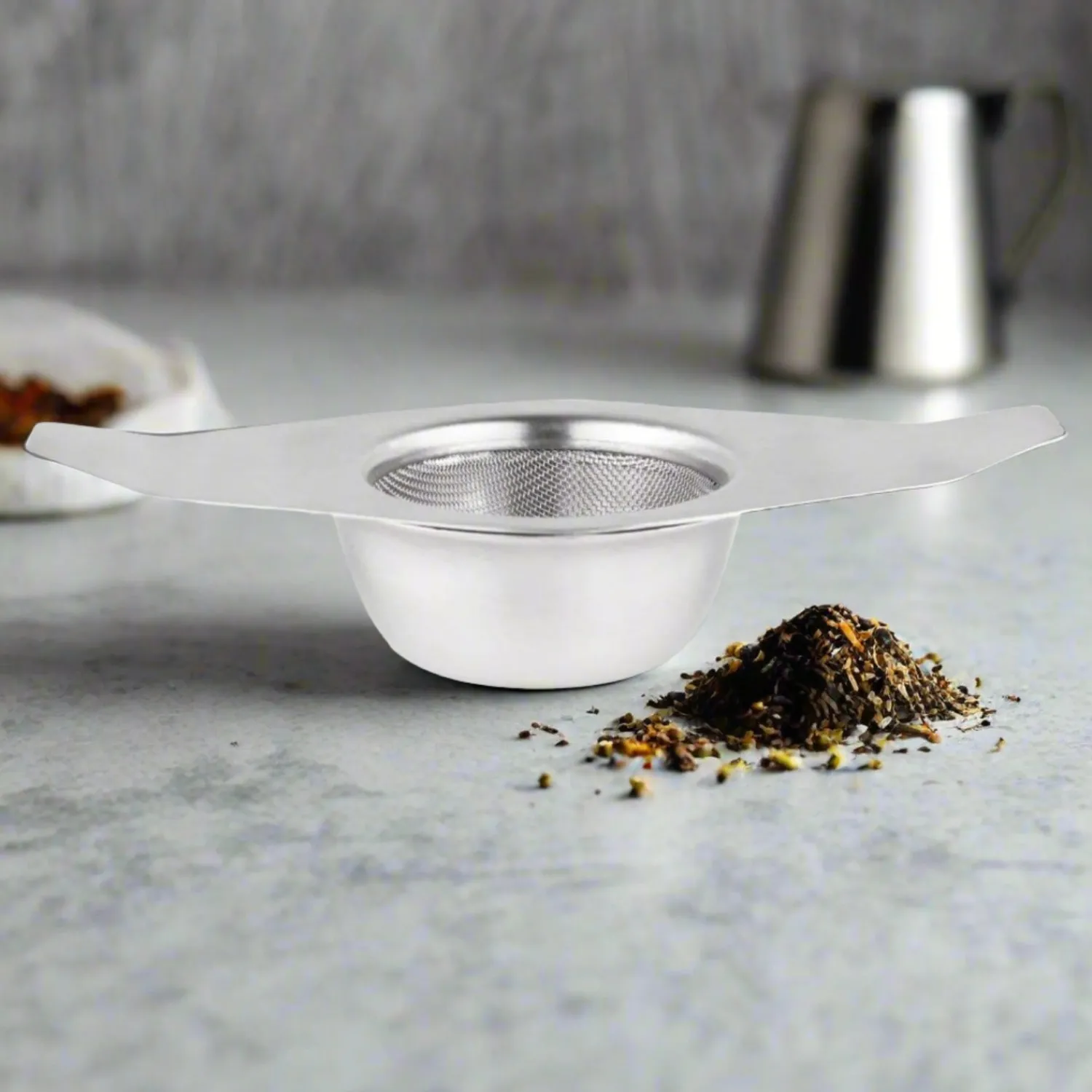 GRUNWERG Cafe Ole Stainless Steel Winged Tea Strainer