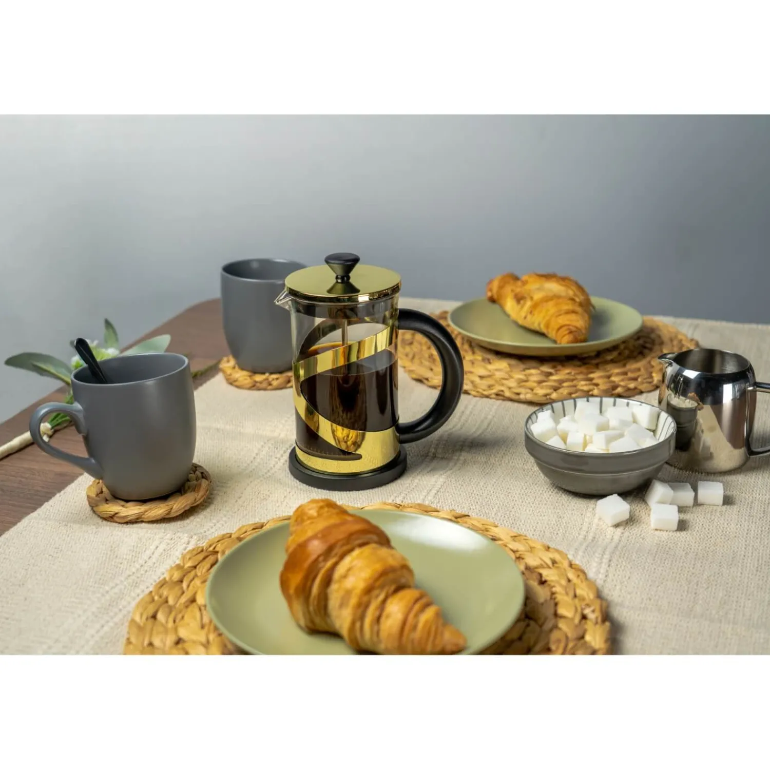 GRUNWERG Classico 3 Cup Cafetiere - Gold