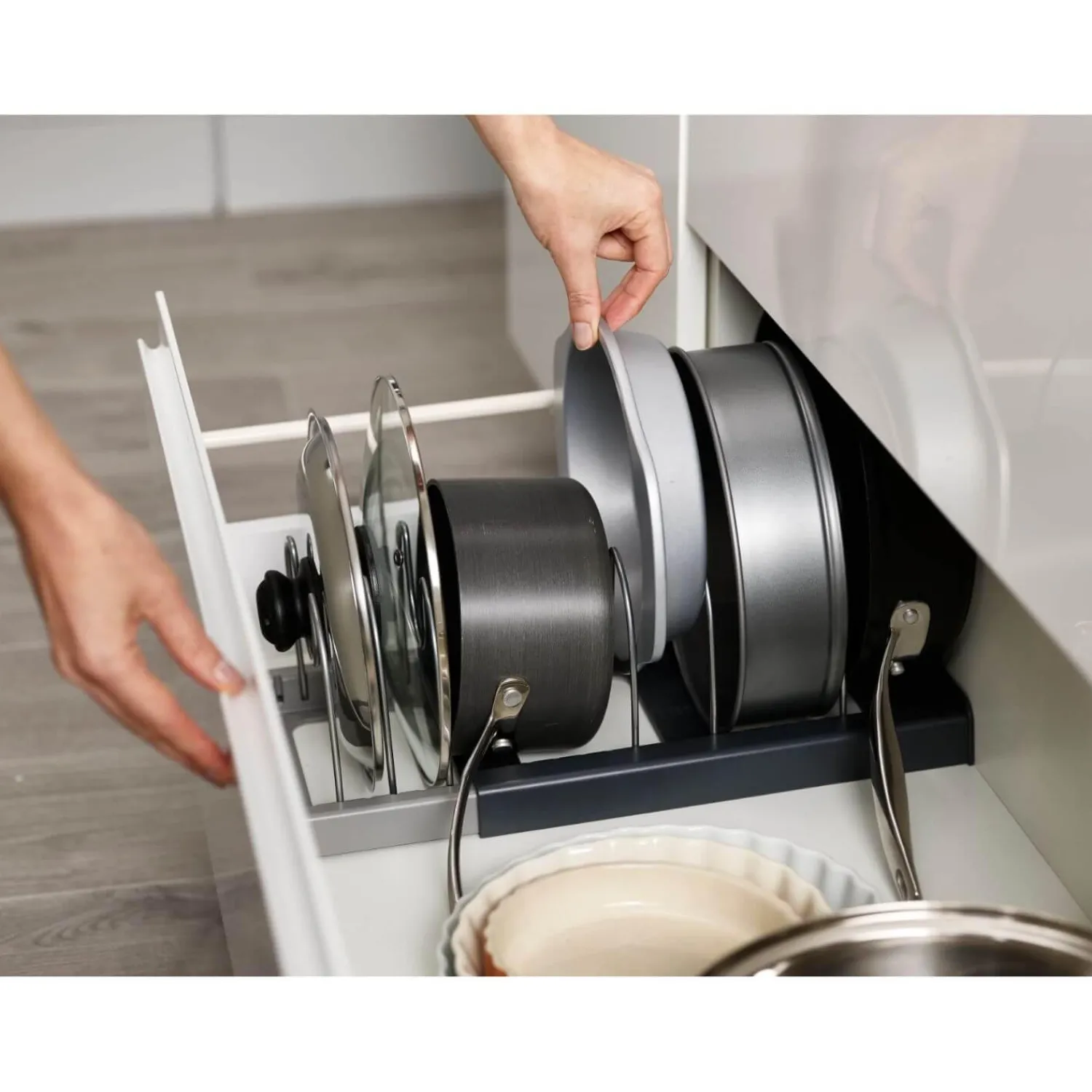 Joseph Joseph DrawerStore Expanding Cookware Organisation Rack - Grey