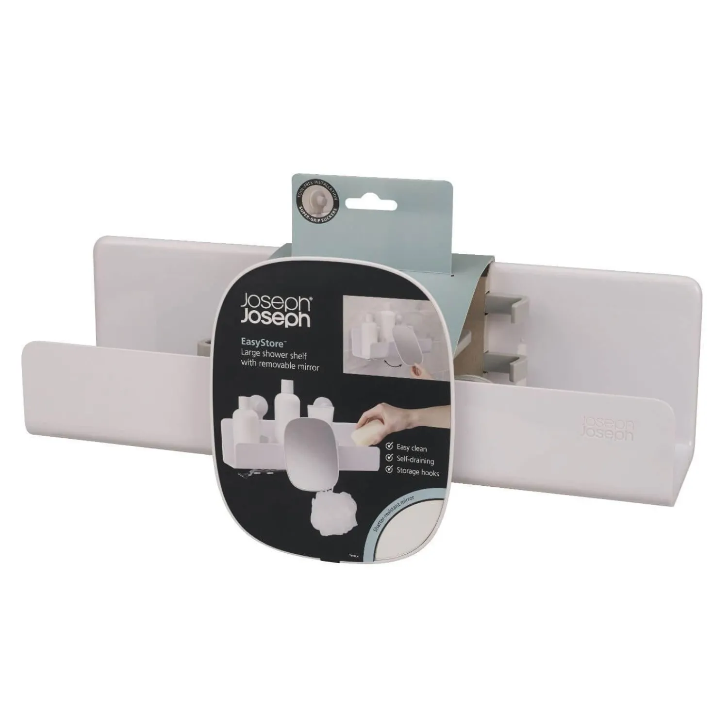 Joseph Joseph EasyStore Large Shower Shelf With Mirror