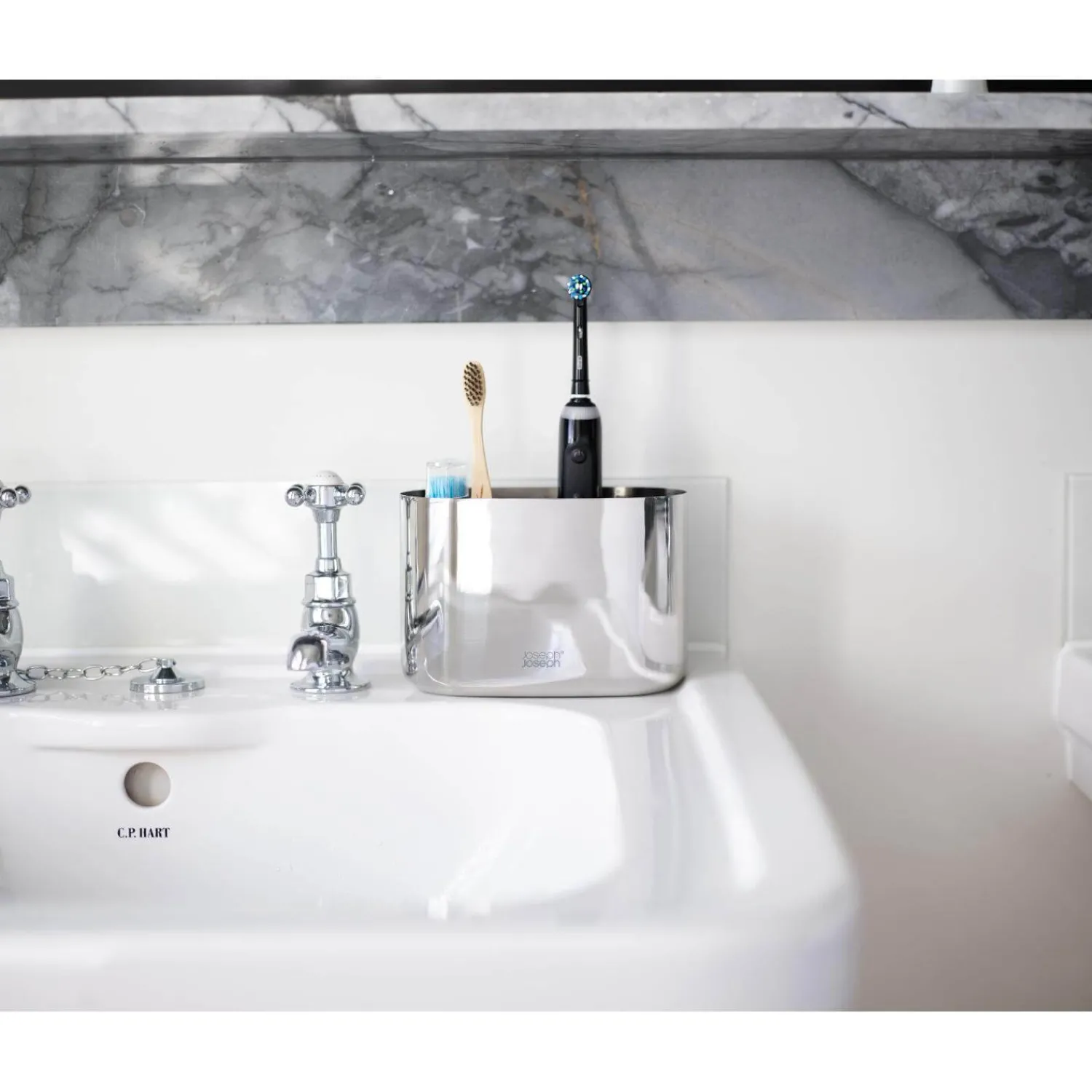 Joseph Joseph EasyStore Luxe Stainless Steel Large Toothbrush Caddy