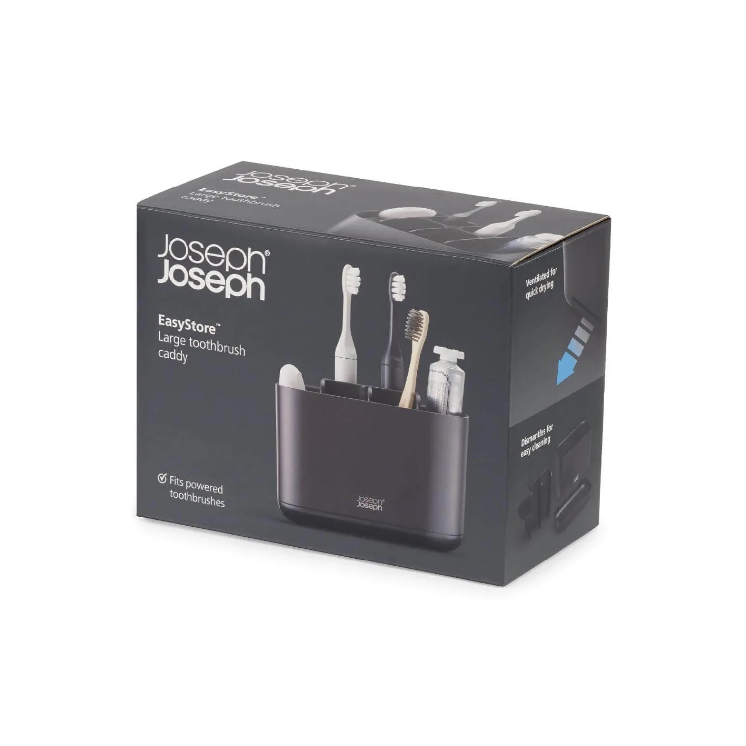 Joseph Joseph EasyStore Large Toothbrush Caddy - Matt Black