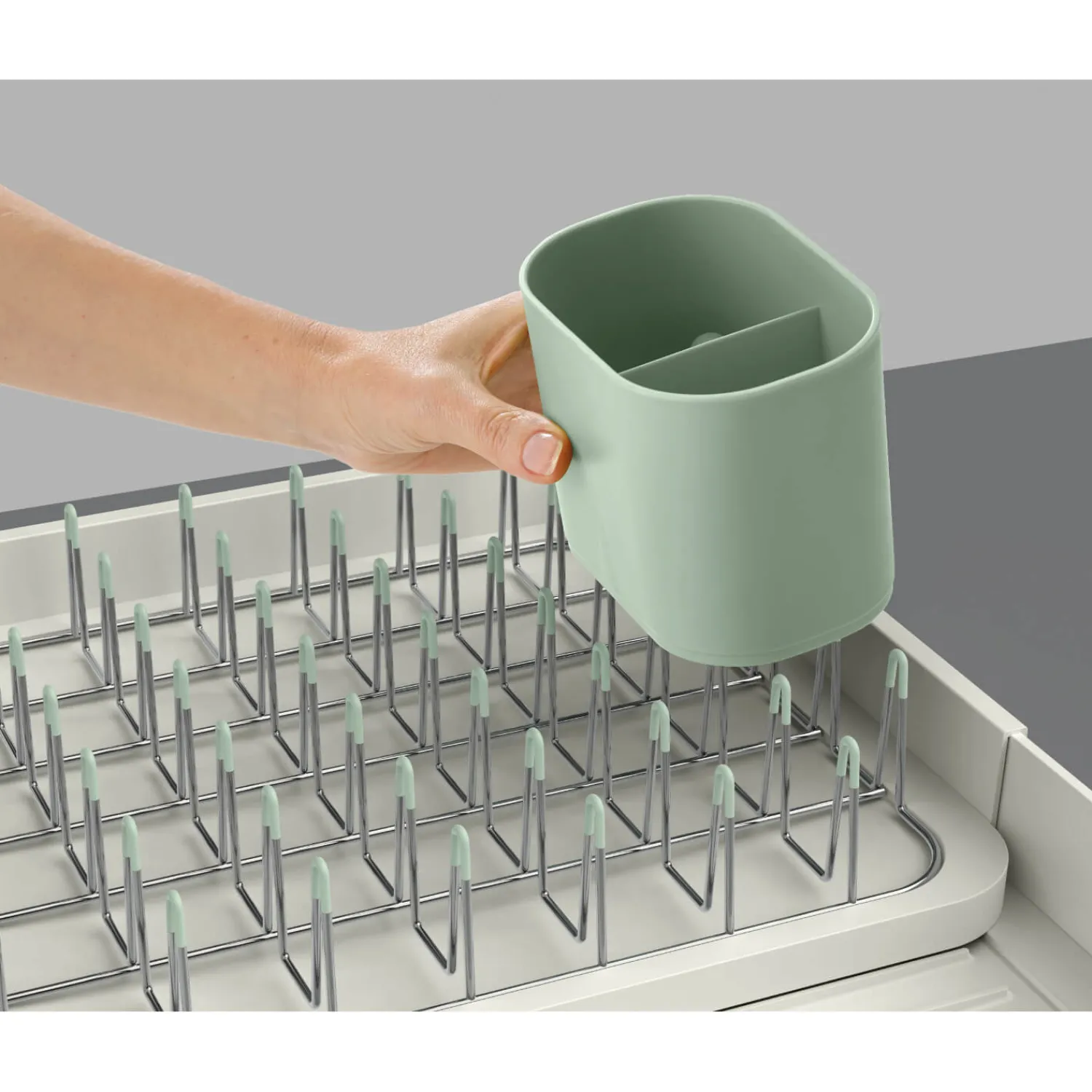Joseph Joseph Extend Expandable Dish Rack - Light Stone & Sage Green