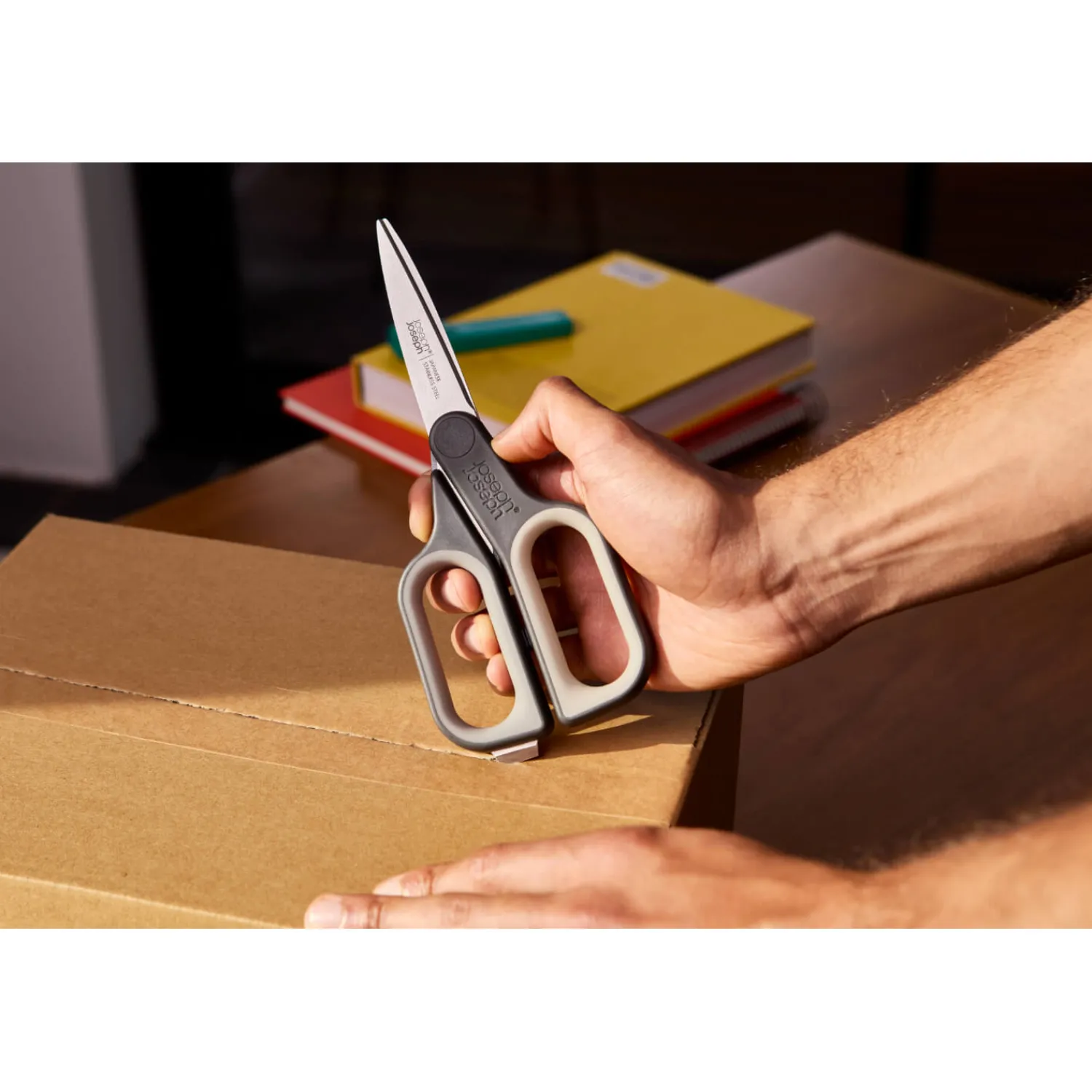 Joseph Joseph PlusCut Scissors with Integrated Box Cutter - Grey
