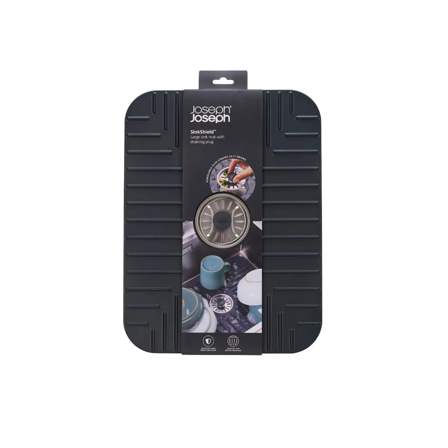 Joseph Joseph SinkShield™ Grey Sink Protector With Plug - Large