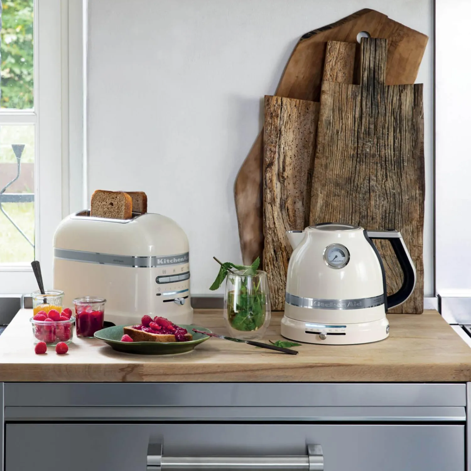 KitchenAid Artisan Kettle & 2 Slice Toaster Set - Almond Cream