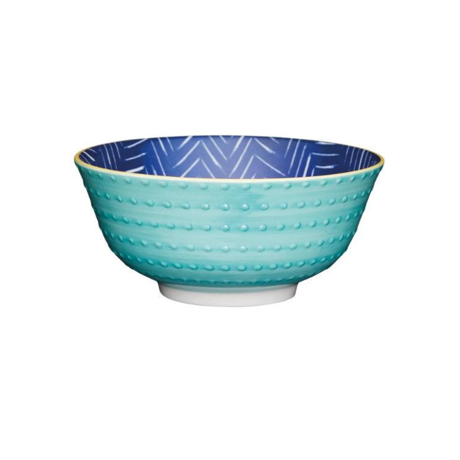 KitchenCraft Stoneware Bowl - Blue Chevron