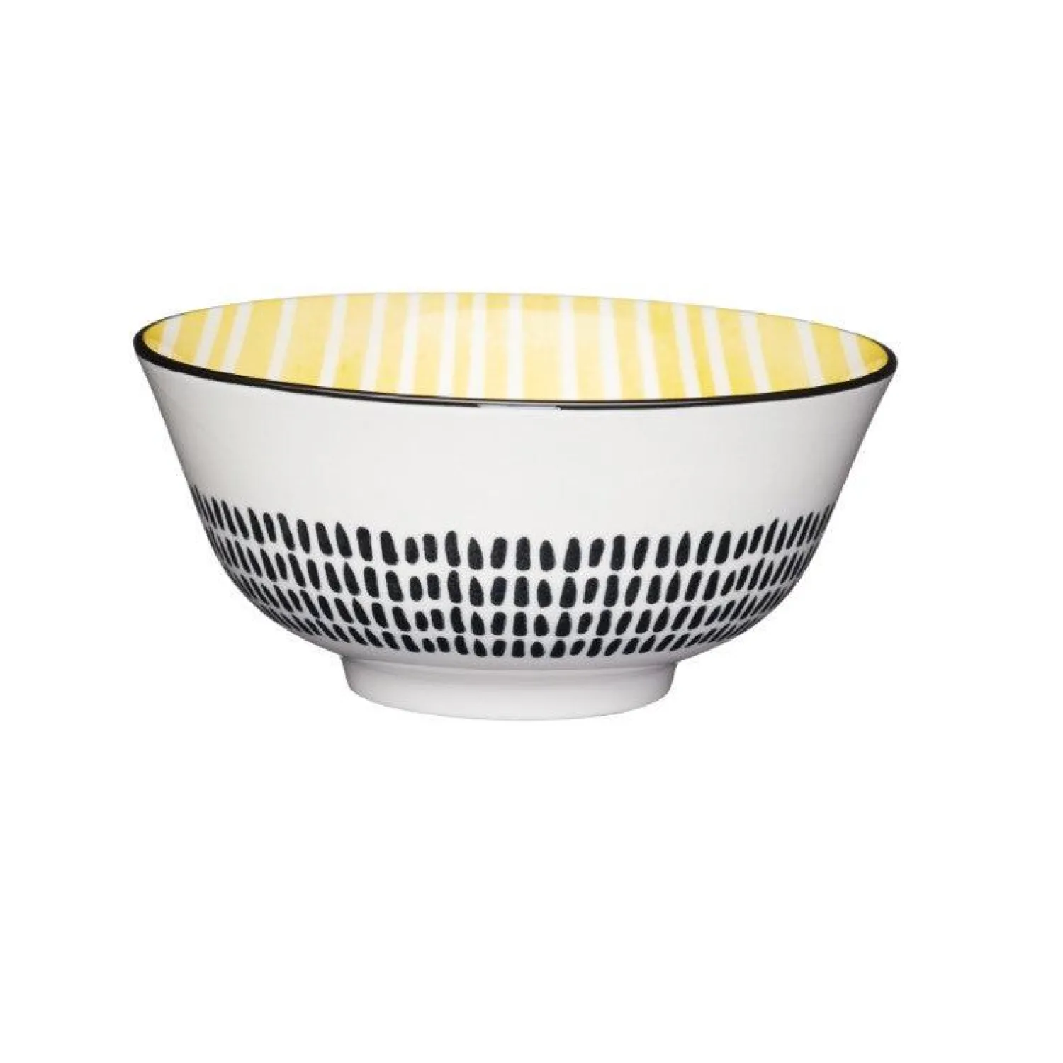 KitchenCraft Stoneware Bowl - Yellow Stripe