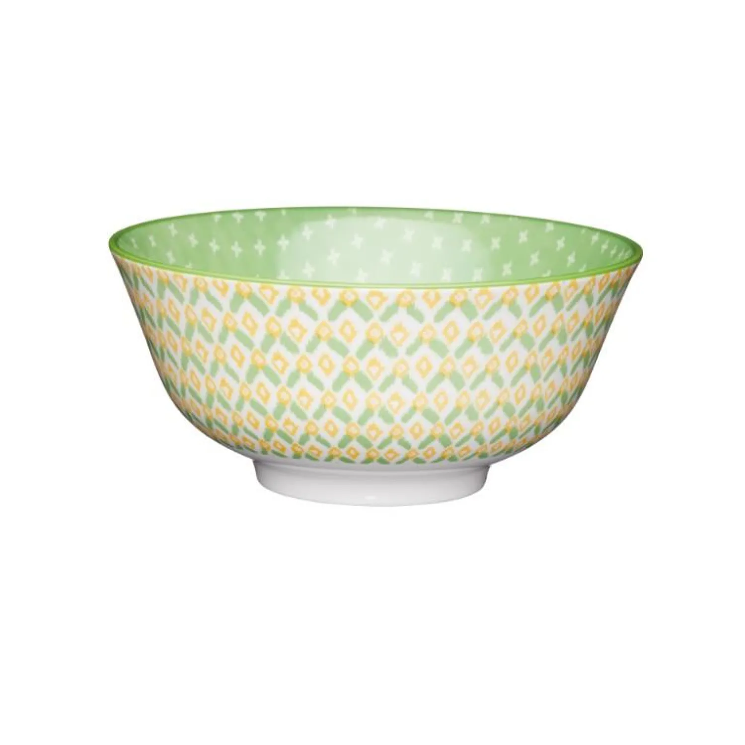 KitchenCraft Stoneware Bowl - Green Geometric