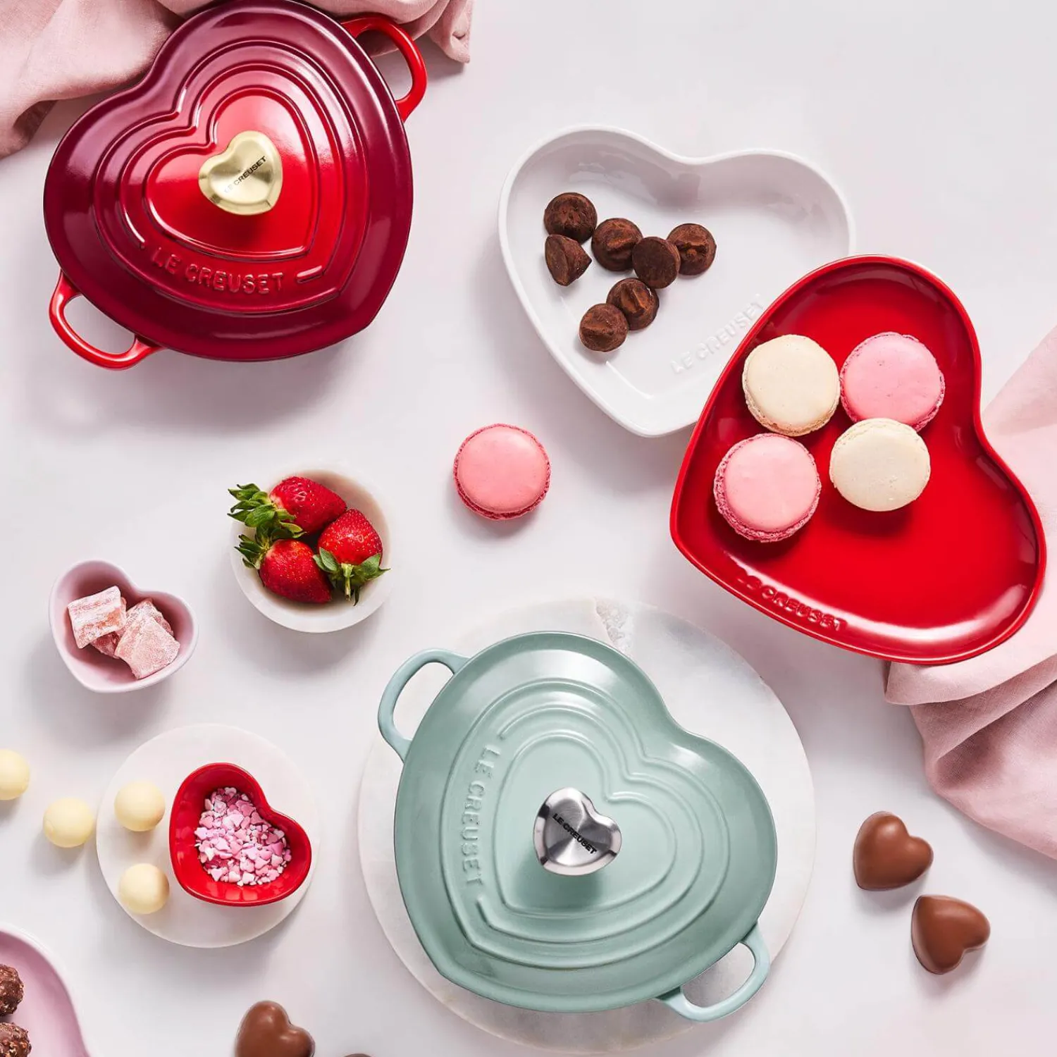 Le Creuset Cast Iron Heart Shape Casserole Dish - Sea Salt