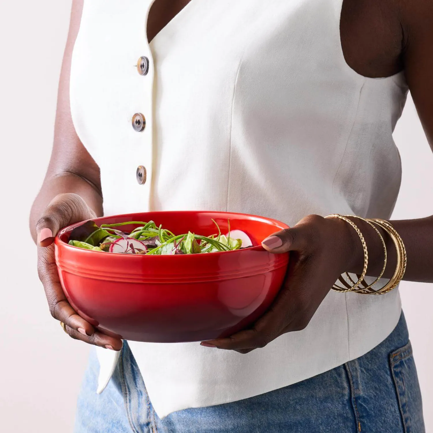 Le Creuset 20cm Stoneware Coupe Serve Bowl - Cerise