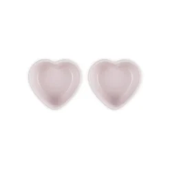 Le Creuset Set of 2 Heart Stoneware Ramekins - Shell Pink