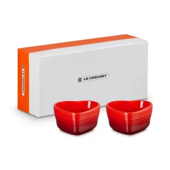 Le Creuset Set of 2 Heart Stoneware Ramekins - Cerise