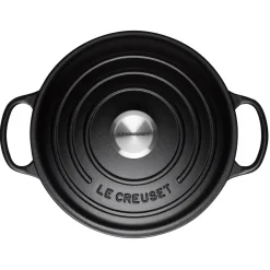 Le Creuset Signature Cast Iron 22cm Round Casserole - Satin Black