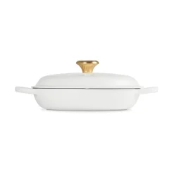 Le Creuset Signature 26cm Cast Iron Christmas Shallow Casserole - Snowflakes