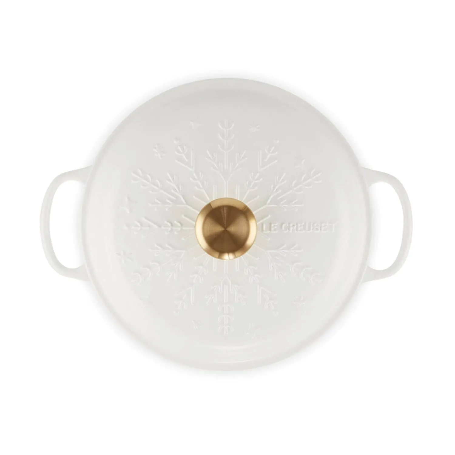 Le Creuset Signature 26cm Cast Iron Christmas Shallow Casserole - Snowflakes